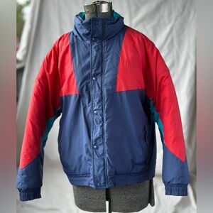 Vintage 90’s ski jacket Puffer Navy + Red + Teal